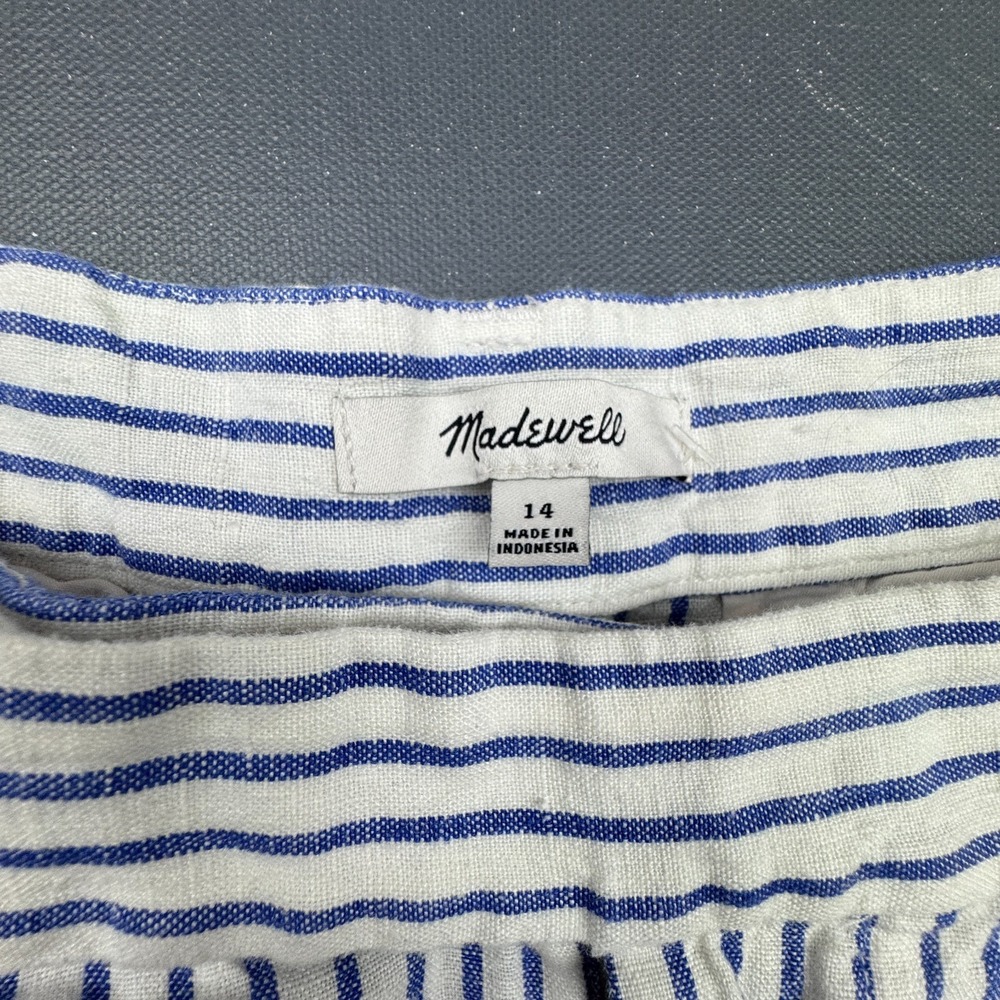 Madewell Navy & White Vertical Stripe Wide-Leg Pants - Picture 3 of 12